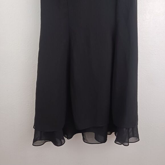 KS Collection sleeveless black fit and flare ruffle hem dress size 14 - Picture 2 of 6